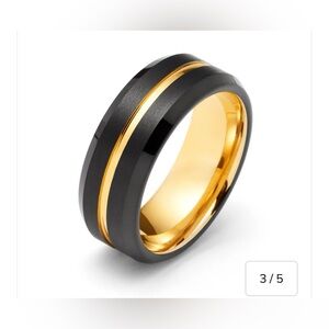 Tungsten Carbide- Black & Gold Men’s Wedding Band/Ring